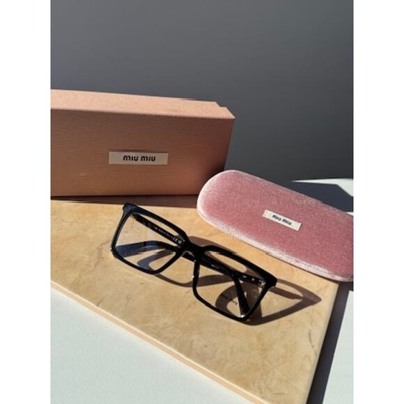 NEW Miu Miu MU08XV Black Square Eyeglasses Frames - Picture 2 of 5